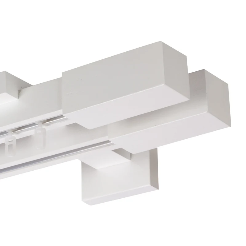 Praga Double Wooden Curtain Rod with Aluminum Track
