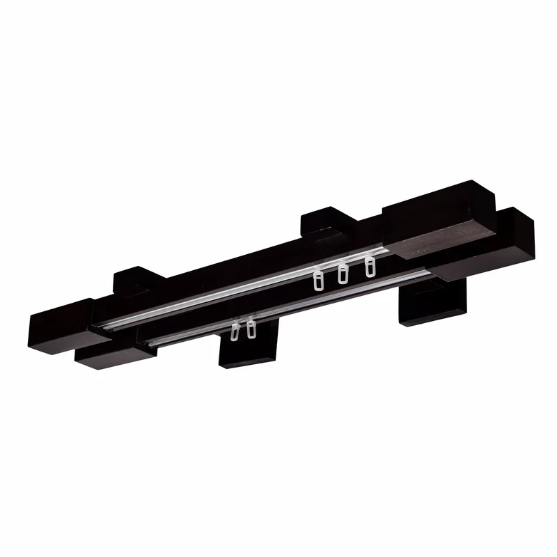 Praga Double Wooden Curtain Rod with Aluminum Track