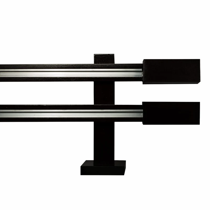Praga Double Wooden Curtain Rod with Aluminum Track
