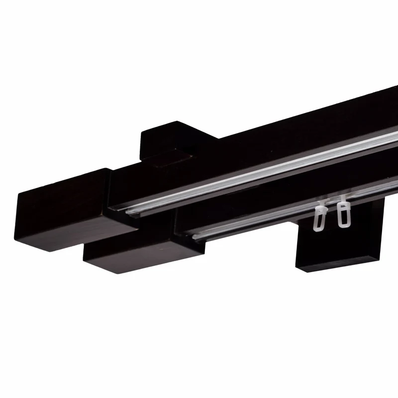 Praga Double Wooden Curtain Rod with Aluminum Track