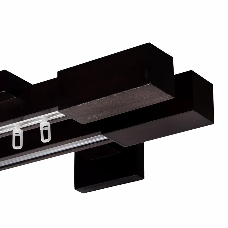 Praga Double Wooden Curtain Rod with Aluminum Track