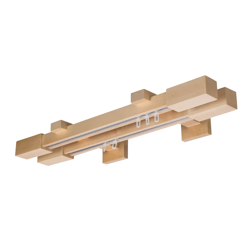 Praga Double Wooden Curtain Rod with Aluminum Track