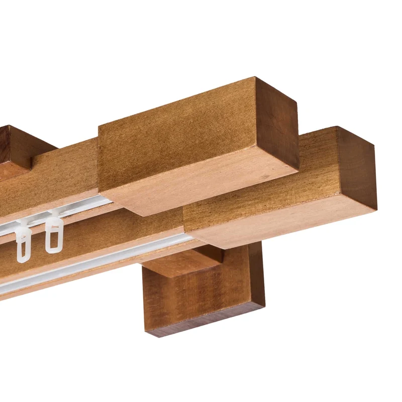 Praga Double Wooden Curtain Rod with Aluminum Track