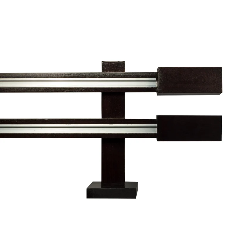 Praga Double Wooden Curtain Rod with Aluminum Track