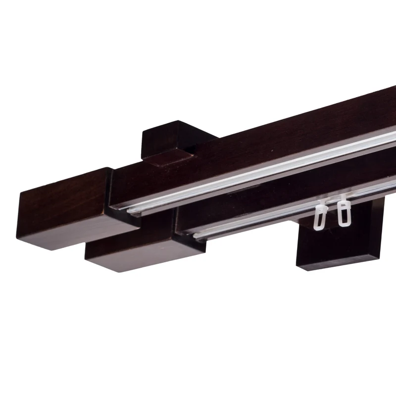 Praga Double Wooden Curtain Rod with Aluminum Track
