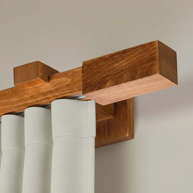 Praga Wooden Curtain Rod with Aluminum Track