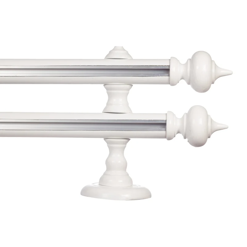 STELLA DOUBLE 35 MM WOODEN CURTAIN ROD WITH ALUMINUM TRACK
