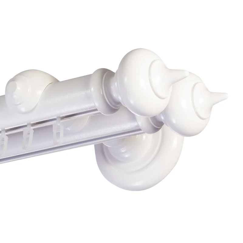 STELLA DOUBLE 35 MM WOODEN CURTAIN ROD WITH ALUMINUM TRACK