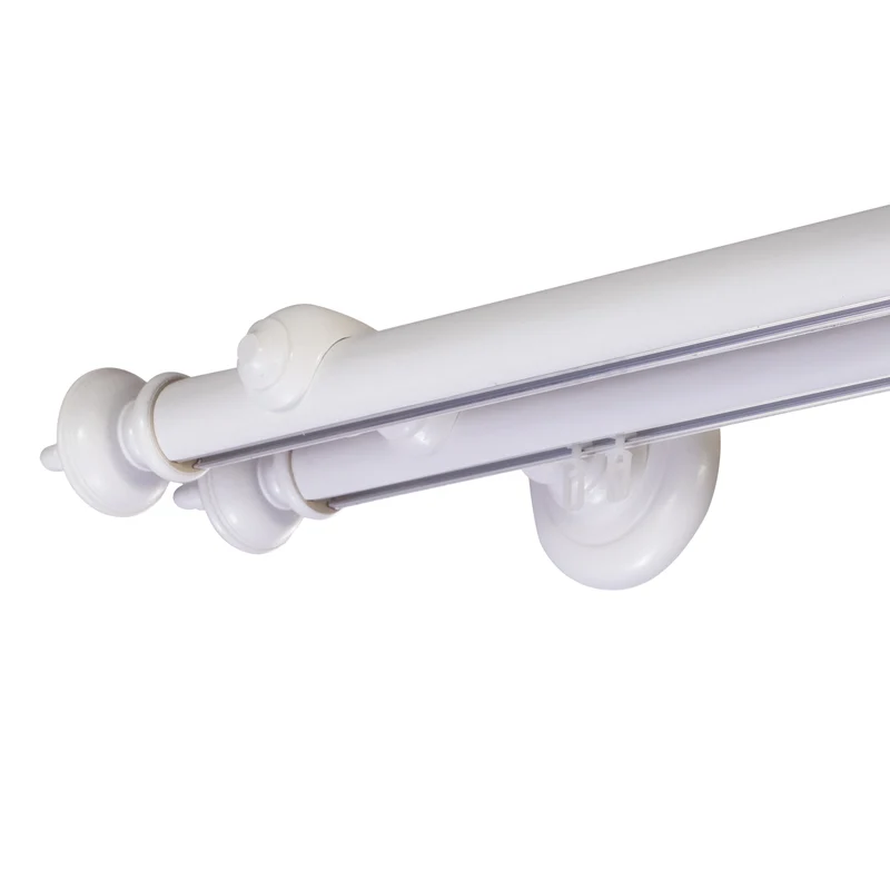 STELLA DOUBLE 35 MM WOODEN CURTAIN ROD WITH ALUMINUM TRACK
