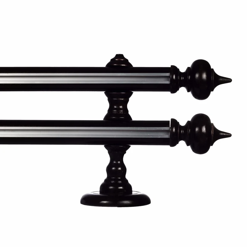 STELLA DOUBLE 35 MM WOODEN CURTAIN ROD WITH ALUMINUM TRACK