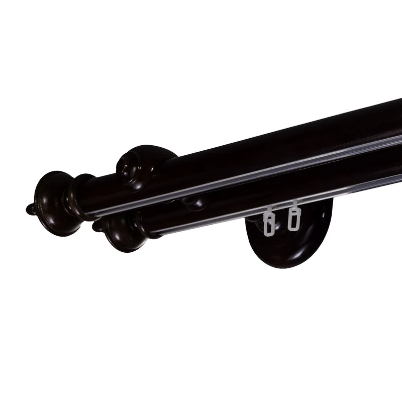 STELLA DOUBLE 35 MM WOODEN CURTAIN ROD WITH ALUMINUM TRACK