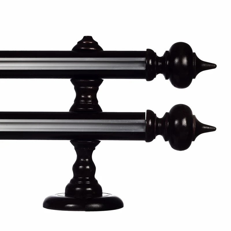 STELLA DOUBLE 35 MM WOODEN CURTAIN ROD WITH ALUMINUM TRACK