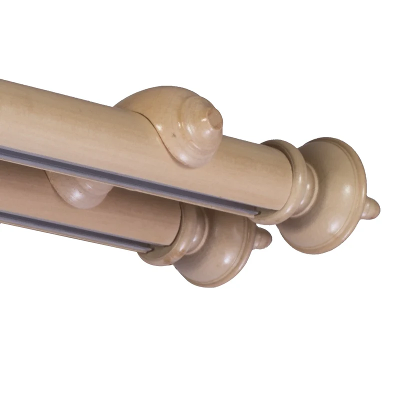 STELLA DOUBLE 35 MM WOODEN CURTAIN ROD WITH ALUMINUM TRACK