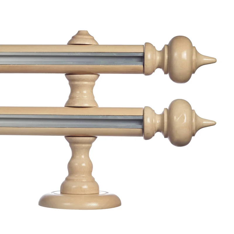 STELLA DOUBLE 35 MM WOODEN CURTAIN ROD WITH ALUMINUM TRACK