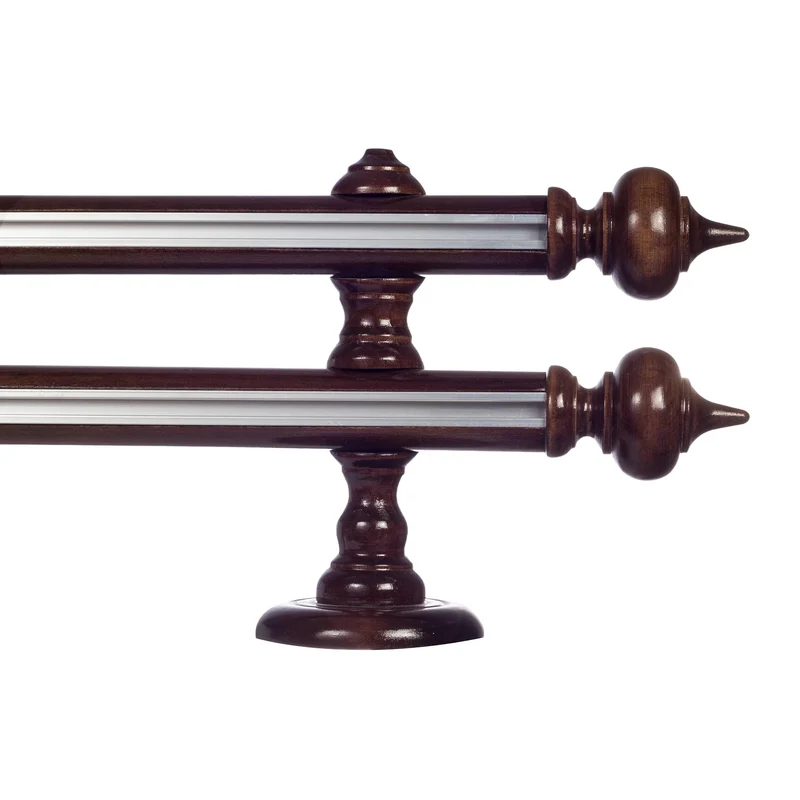 STELLA DOUBLE 35 MM WOODEN CURTAIN ROD WITH ALUMINUM TRACK