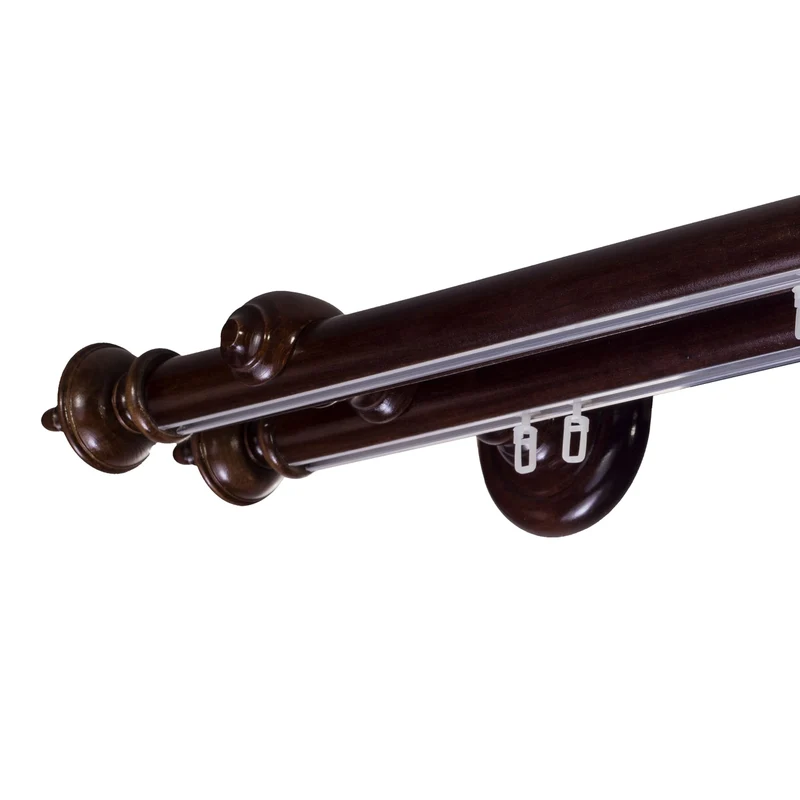 STELLA DOUBLE 35 MM WOODEN CURTAIN ROD WITH ALUMINUM TRACK