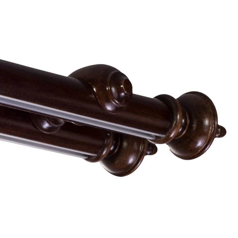 STELLA DOUBLE 35 MM WOODEN CURTAIN ROD WITH ALUMINUM TRACK