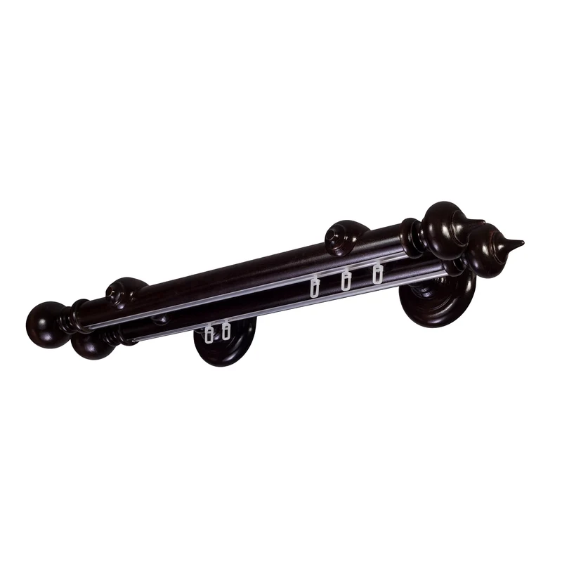 STELLA DOUBLE 35 MM WOODEN CURTAIN ROD WITH ALUMINUM TRACK