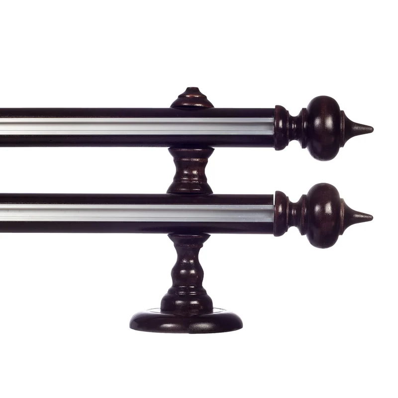 STELLA DOUBLE 35 MM WOODEN CURTAIN ROD WITH ALUMINUM TRACK