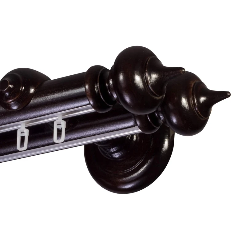 STELLA DOUBLE 35 MM WOODEN CURTAIN ROD WITH ALUMINUM TRACK
