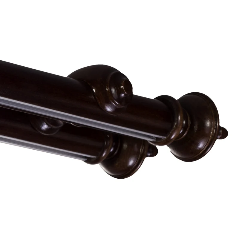 STELLA DOUBLE 35 MM WOODEN CURTAIN ROD WITH ALUMINUM TRACK