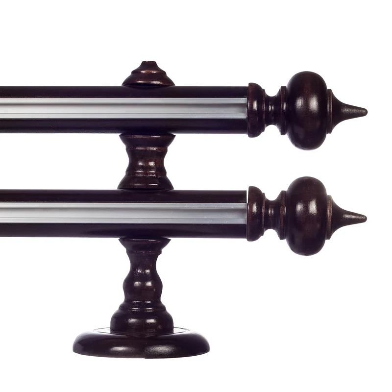 STELLA DOUBLE 35 MM WOODEN CURTAIN ROD WITH ALUMINUM TRACK