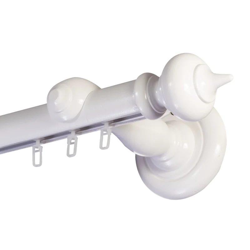 Stella Single 35 mm Wooden Curtain Rod with Aluminum Track