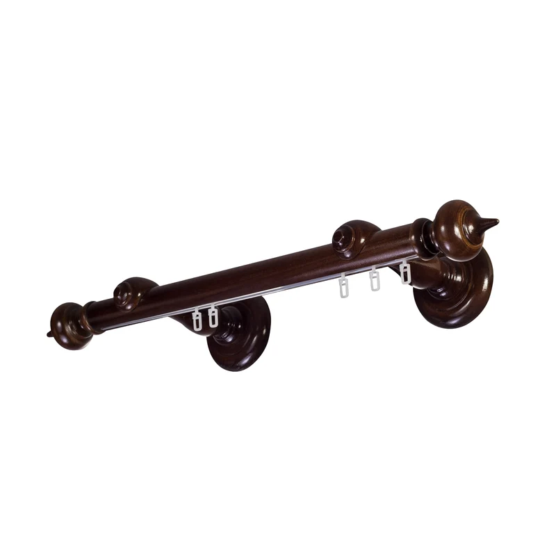 Stella Single 35 mm Wooden Curtain Rod with Aluminum Track