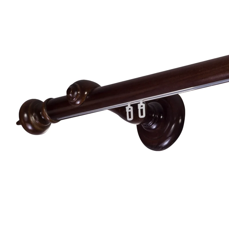 Stella Single 35 mm Wooden Curtain Rod with Aluminum Track