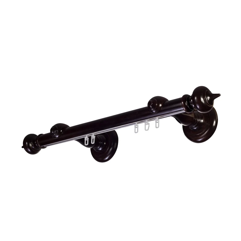 Stella Single 35 mm Wooden Curtain Rod with Aluminum Track