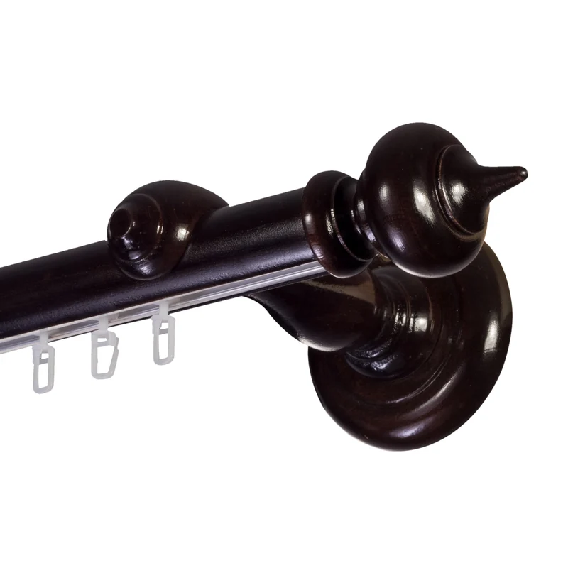 Stella Single 35 mm Wooden Curtain Rod with Aluminum Track