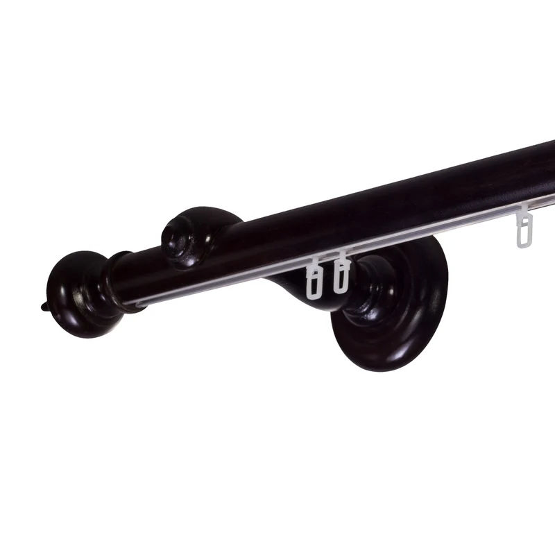 Stella Single 35 mm Wooden Curtain Rod with Aluminum Track