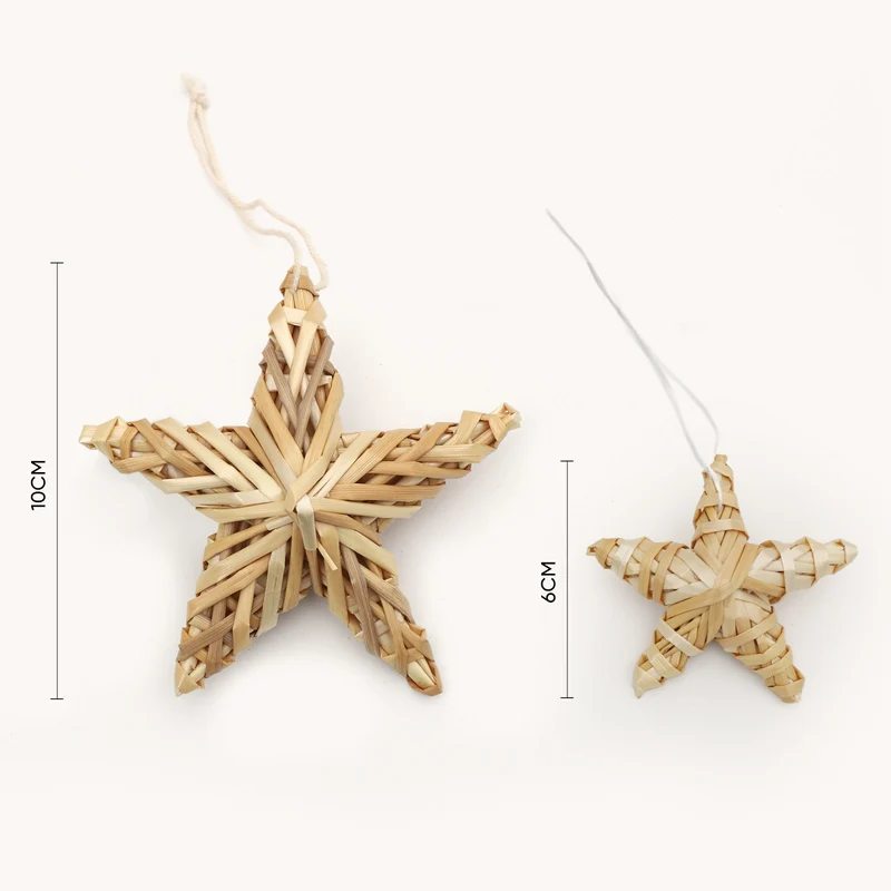 Salcar 12er Set Strohsterne zum Hängen – Handgefertigte natürliche Fünfzackige Sterne aus Stroh, nachhaltiger Christbaumschmuck für Weihnachtsbaum & Adventsdeko
