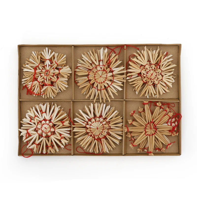 Salcar 24-teiliges Strohstern-Set – Handgefertigter Christbaumschmuck aus Naturstroh für eine nachhaltige und festliche Weihnachtsdekoration