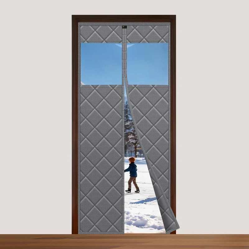 Sekey Magnetischer Thermo-Türvorhang mit Sichtfenster – Kälteschutz & Wärmeschutz, selbstklebend, winddicht, energieeffizient