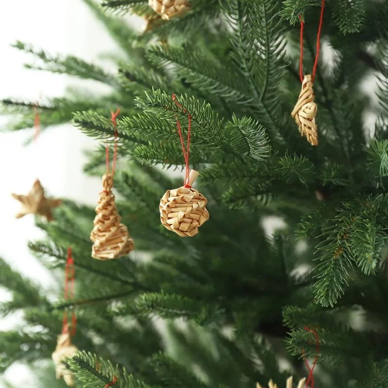 Salcar 56-teiliges Weihnachtsbaumschmuck aus Stroh – Handgefertigtes Strohsterne Set, natürliche Christbaum Anhänger aus 100 % Stroh für nachhaltige Weihnachtsdekoration