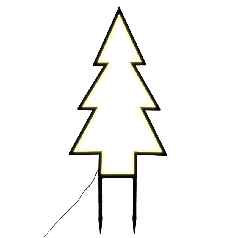 Salcar XXL 3D LED Gartenstecker Tannenbaum – 60 cm Metall-Gartenleuchte mit 100 LEDs, Warmweiß, IP44 Wasserdicht, Erdspieß & Standfuß, Weihnachtsbeleuchtung für Außen