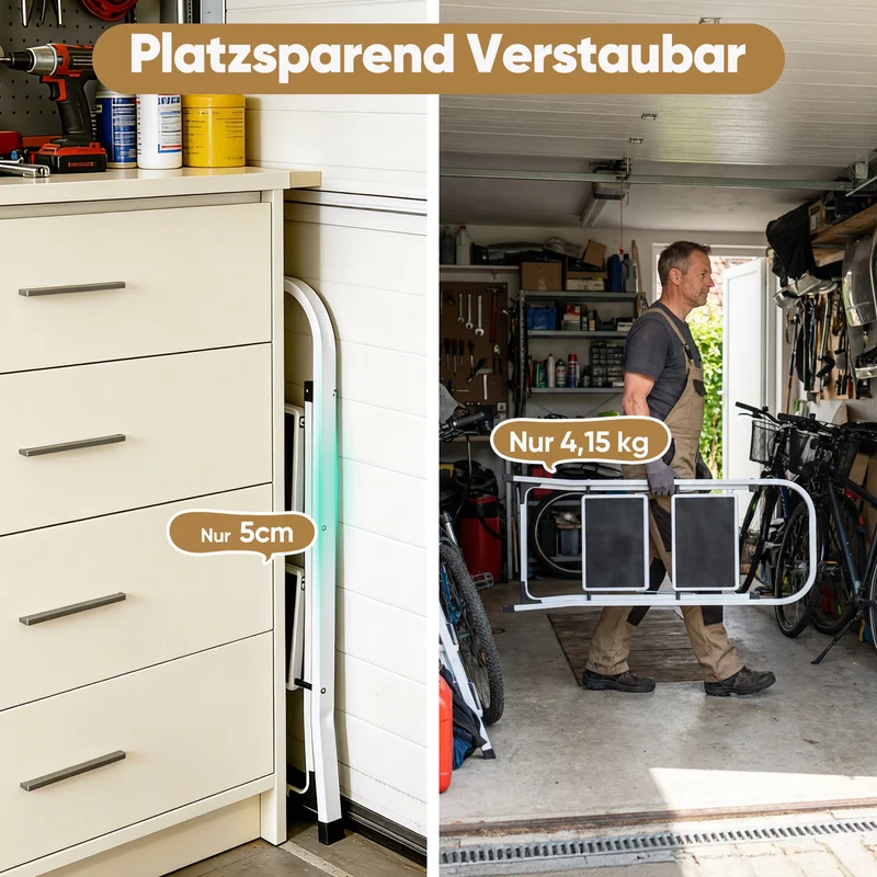 Sekey Klappbare Trittleiter 2 oder 3 Stufen – Stabile Stahlleiter, rutschfeste Stufen, platzsparend faltbar, SGS EN14183 geprüft, bis 150 kg belastbar
