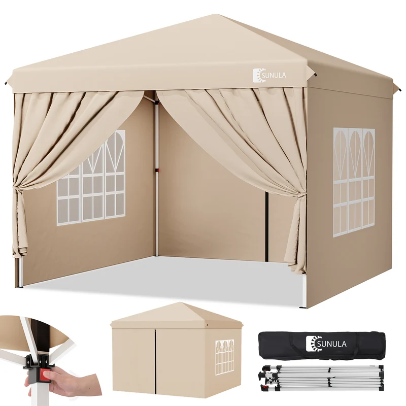 Sunula Faltpavillon 3×3 m – Wasserdicht, Stabil & Winterfest, Pavillon mit 4 Seitenwänden, Höhenverstellbar 250–260 cm