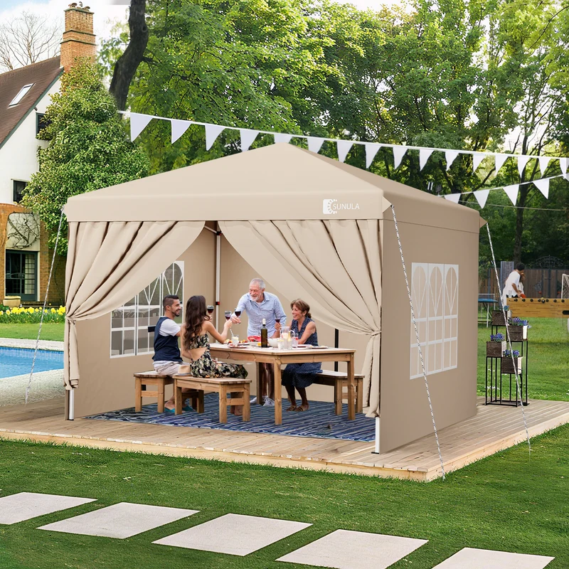 Sunula Faltpavillon 3×3 m – Wasserdicht, Stabil & Winterfest, Pavillon mit 4 Seitenwänden, Höhenverstellbar 250–260 cm