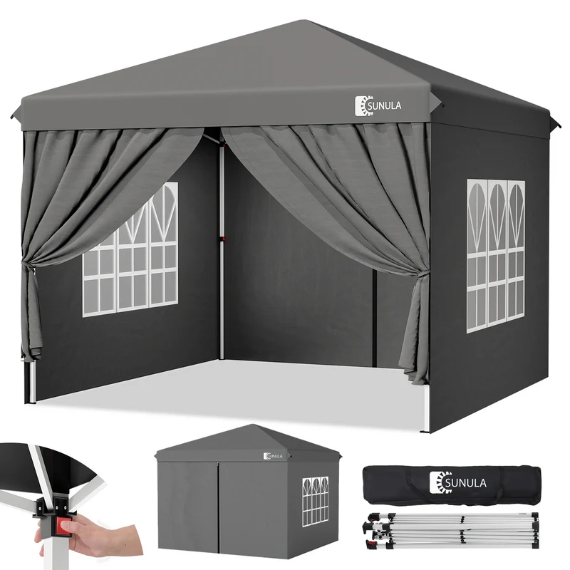 Sunula Faltpavillon 3×3 m – Wasserdicht, Stabil & Winterfest, Pavillon mit 4 Seitenwänden, Höhenverstellbar 250–260 cm