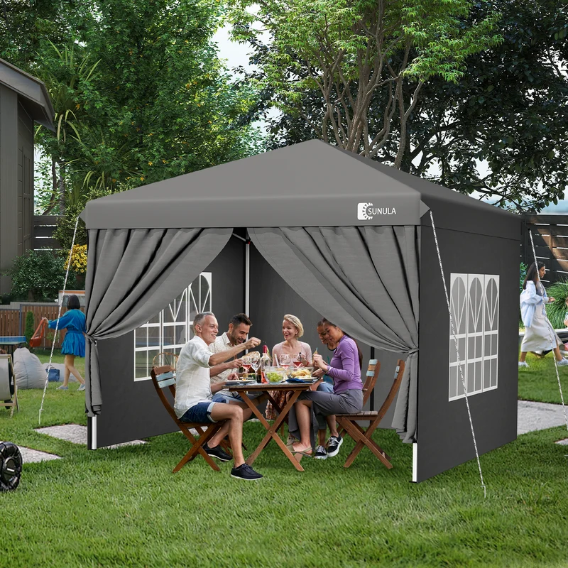 Sunula Faltpavillon 3×3 m – Wasserdicht, Stabil & Winterfest, Pavillon mit 4 Seitenwänden, Höhenverstellbar 250–260 cm