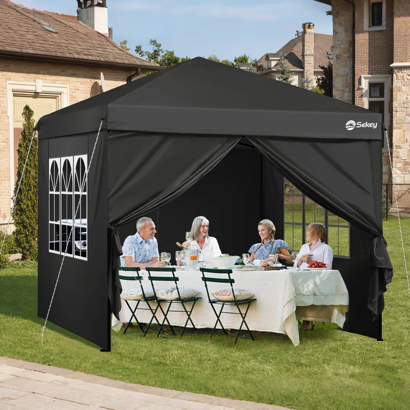 Sekey Premium Pop-Up Pavillon 3×3 m – Wasserdicht & Stabil, Faltpavillon mit Seitenwänden, Höhenverstellbar 250–270 cm