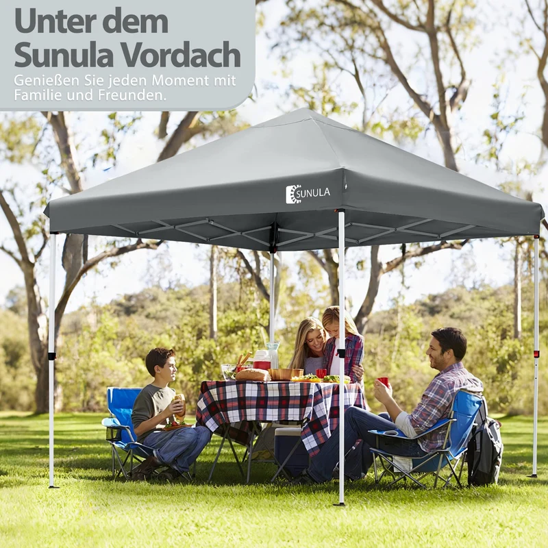 Sunula Pavillon 3x3m Wasserdicht & Stabil – Faltpavillon mit Verdickten Rohren, UV-Schutz & Tragetasche, für Garten, Camping & Veranstaltungen
