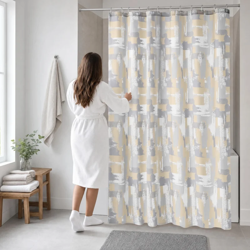 Duschvorhang Textil SILVER SHINE Silberfarben 180 x 200 cm
