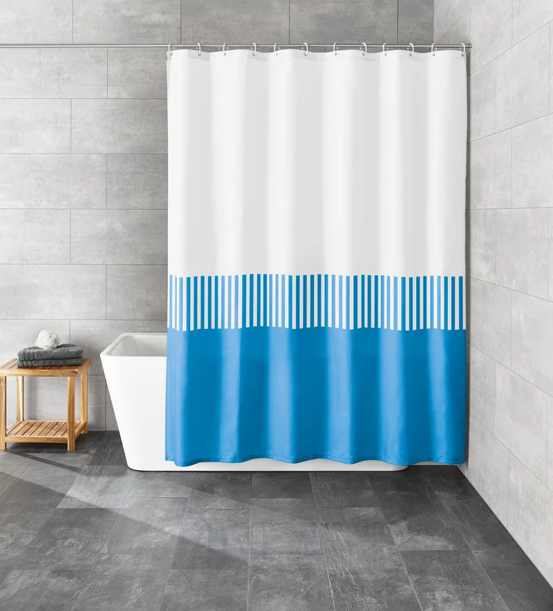 Duschvorhang Textil CASSIA Himmelblau 180 x 200 cm