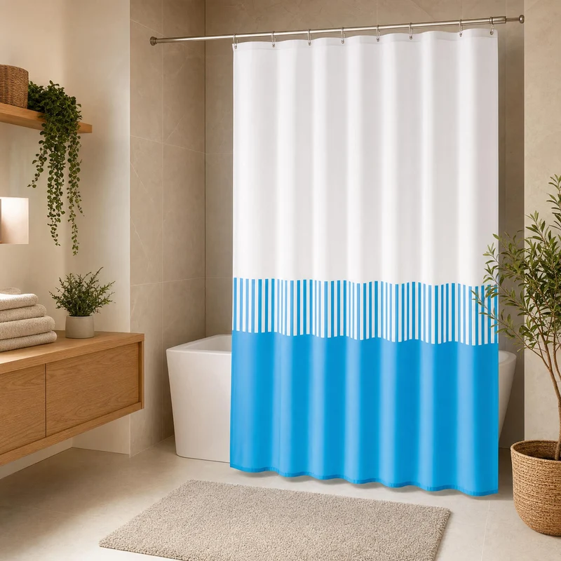 Duschvorhang Textil CASSIA Himmelblau 180 x 200 cm