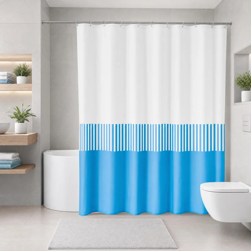 Duschvorhang Textil CASSIA Himmelblau 180 x 200 cm