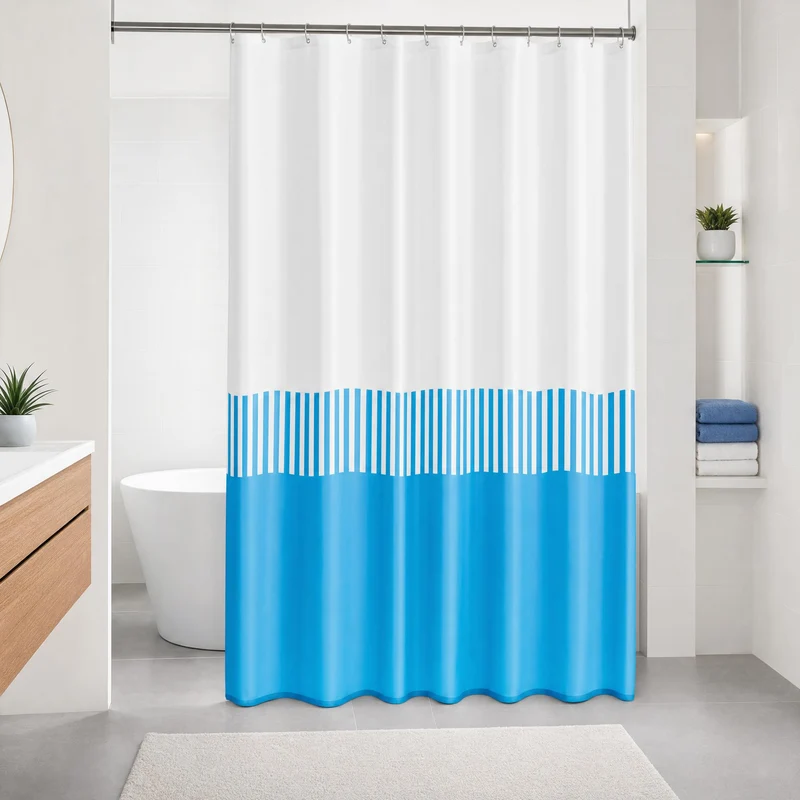 Duschvorhang Textil CASSIA Himmelblau 180 x 200 cm