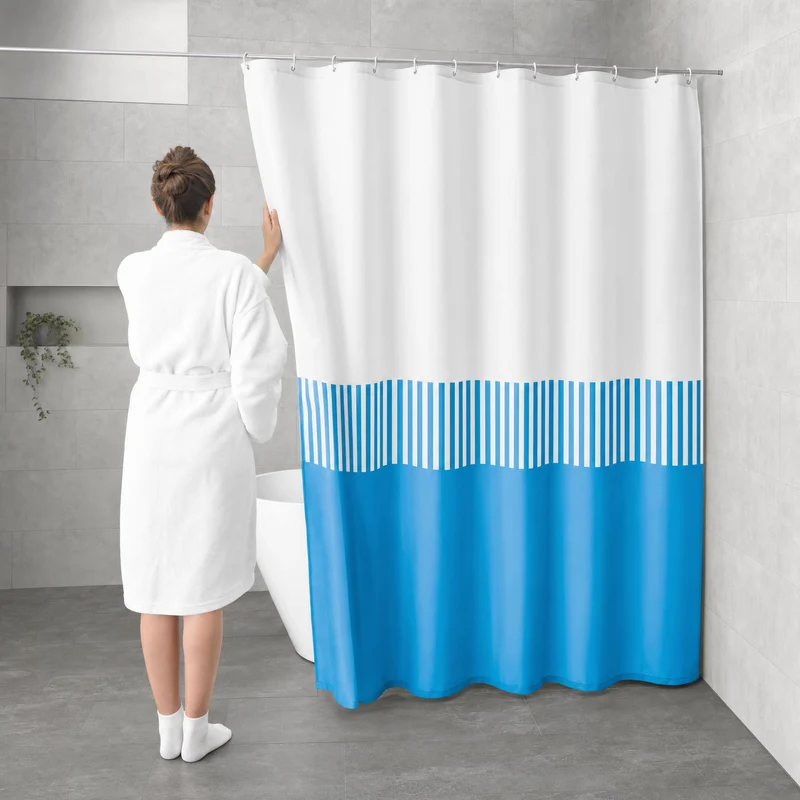 Duschvorhang Textil CASSIA Himmelblau 180 x 200 cm